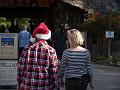 Santa Dad and Christy approach the park entrance